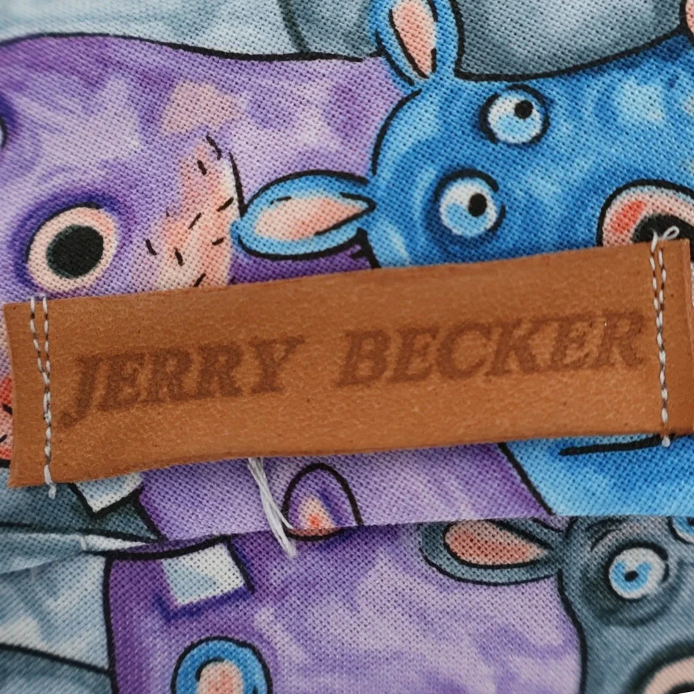 Jerry Becker Hippo Novelty Necktie Mens Blue Purple Artsy Office Teacher Novelty